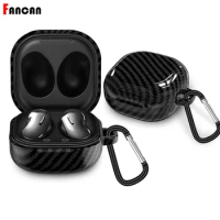 for Samsung Galaxy Buds Live Case Carbon fiber with keychain PC Hard Shock protection luxury For Galaxy buds 2 Case /Pro Case
