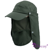 Decoy 戶外防曬 男性口面罩可拆透氣防風遮陽帽 軍綠