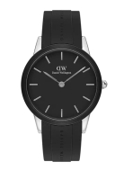 Daniel Wellington Iconic Motion Black Dial 40mm Men's Stainless Steel Watch with 真皮  Leather Strap -