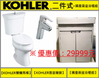 【麗室衛浴】最佳豪華組合衛浴設備 原廠 KOHLER二件式+國產面盆浴櫃組合