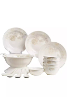 Vieni Joli Vieni Joli Premium Gift Dinnerware Set -18PCS Ceramic Dishes Set Bowl and Plate set Soup Bowl Rice Plate Spoon Design Flower19