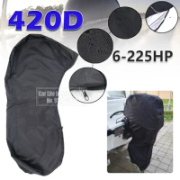 420D 6-225HP Yacht Half Outboard Motor Engine Boat Cover Black Anti UV Dustproof Cover Marine Engine Protection Waterproof