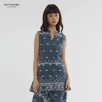 COTTONINK - Atasan Kemeja Wanita Garima Biru Laut #RayaArchipelago2026 XS