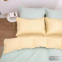 【LUST】素色簡約 極簡風格/黃綠 、 100%純棉/6尺精梳棉床包/歐式枕套 《不含被套》(台灣製造)