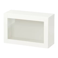 BESTÅ 上牆式收納櫃組合, 白色/sindvik 白色/透明玻璃, 60x22x38 公分