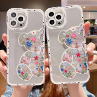 For Xiaomi Mi MIX 3 Case Soft Cartoon Flowers Bear Phone Case Xiaomi mix 4 Mix 3 5G MI CIVI mi civi 1s Transparent Cases Cover