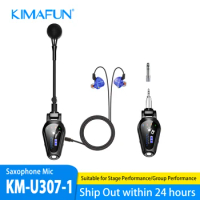 KIMAFUN UHF Wireless Saxophone Microphone System with Reverb Monitoring Bluetooth Functions,Clip-On Mic for Musician Saxophonist