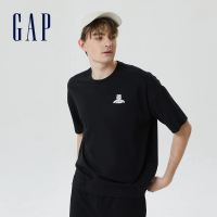 【GAP】男裝 Logo純棉小熊印花圓領短袖T恤-黑色(548022)