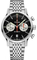 TITONI 梅花錶 HERITAGE傳承系列 Felca 傳奇復刻錶款(94020S-681)-41mm-黑面鋼帶【刷卡回饋 分期0利率】