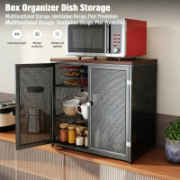 Revolutionize Your Kitchen: 4-Tier Steel Storage Cabinet with Integrated Dish Rack, 2 Compartment Di