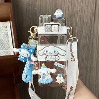 NEW!! Sanrio 520ml Tritan Straw Cups with Strap Double Drinking Water Bottle Melody Cinnamoroll Kuro