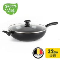 GreenChef greenpan鑽石系列32cm陶瓷不沾鍋炒鍋(加蓋)
