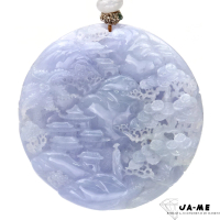 【JA-ME】天然A貨翡翠厚裝滿色紫羅蘭山水玉墜(母親節/送禮)