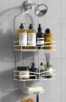Bathroom Shower Caddy Hanging - Shower Organizer Hanging 3-Tier with Soap Holder & 6 Hooks for Towel