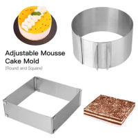 2pcs/pack Adjustable Cake Mold Ring 6-12 Inch Cake Mousse Ring Stainless Steel Pastry Baking Mould Tool Cutter Cheesecake Pan