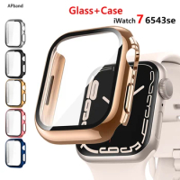 Case For Apple Watch serie 8 7 6 5 4 3 SE 44mm 40mm 45mm 41mm 42mm Plated bumper+Tempered glass Screen Protector iWatch cover