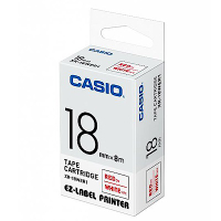 CASIO 標籤機專用色帶-18mm【共有9色】白底紅字XR-18WER1