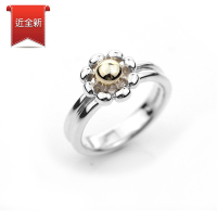 二手品 Tiffany&amp;Co. 優雅小花鑲18K黃金+925純銀戒指