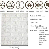 10 Pack of 3D Brick Wall Stickers Self-Adhesive Wall Panel Waterproof Pe Foam Wallpaper - for Home Background Wall Decoration