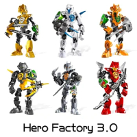 Hero Factory 3 Star Warrior Bionicle Building Blocks Furno Combined Robot Mech Model Bricks Toys For Children Christmas Gifts