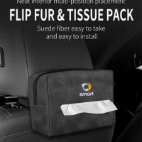Car Suede Tissue Bag Protector Cover For Smart two 451 450 452 453 454 Car Seat Back Tissue Box Interior Accessories