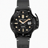 【GIORGIO FEDON 1919】GiorgioFedon1919手錶型號GF00084(黑色錶面黑錶殼深黑色真皮皮革錶帶款)