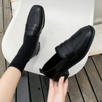 樂福鞋2021新款皮鞋女夏天單鞋黑色工作鞋英倫小皮鞋上班搭配正裝