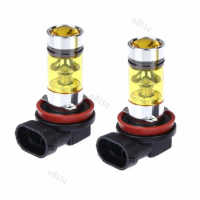 ใCODใ2PCS Lampu Kabut Led H11 H8 4300K 100W 1500LM Super Terang Warna Putih/ Kuning