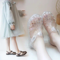 Summer Children Sandals Baby Girls Toddler Soft Non-slip Princess Shoes Kids Candy Jelly Beach Shoes Casual Roman Crystal Shoes
