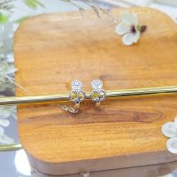 HD Silver Bogor - Anting Jepit D*or Polos Bulat Full Permata - Silver 925 Lapis Emas Putih - Anting