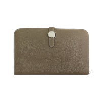【二手名牌BRAND OFF】HERMES 愛馬仕 大象灰 Togo牛皮 Dogon 長夾 □L刻 銀扣