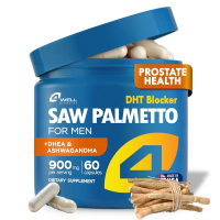 4Well Saw Palmetto for Men 900mg - High-Dose Natural Dietary Health Blend with Ashwagandha and DHEA 