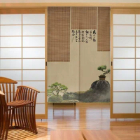 Chinese Style Polyester Door Curtain Bedroom Kitchen Fume-proof Partition Curtain Hotel Room Shower Rooms Studios Door Curtain