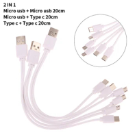 1Pc 2 in 1 USB Male to Micro USB/Type-C Splitter Data Transfer Charging Cable for for Android Smartphones Tablet Dual Micro USB