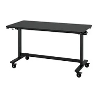 meja lipat dengan roda, hitam, 140x70 cm