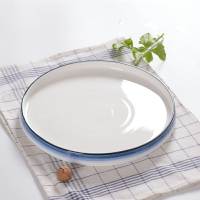 陶瓷盤子淺盤圓盤平盤 早餐蛋糕盤簡約手繪 商用酒店飯店餐廳餐具