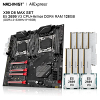 MACHINIST X99 Motherboard Kit Combo With Xeon E5 2699 V3 CPU*2 128GB(8*16G) DDR4 ECC RAM Memory Support LGA 2011-3 NVME M.2 D8