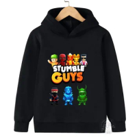 Kids Anime Stumble Guys Hooded Sweatshirts Long Sleeve Pullover Boys Girls Game Print Hoodies Stumble Guys Children Hoodie Tops