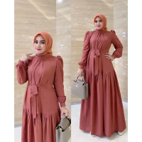 Devina Dress Gamis Muslim Wanita Bahan Shimer CredenzaShiny Baju Dress Wanita Kekinian Fashion Musli