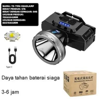 Senter Cas Super Terang Kepala Anti Air Jarak Jauh 50Watt Super LED 8 H senter super terang lampu de