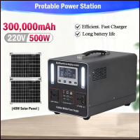 COD 500W Power Station with Solar Panel for Camping Night Market 220V AC Outdoor Emergency Backup Po