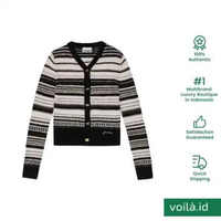 [12.12 Dealcember] Ganni V-Neckline Stripe Cardigan Black XXS Multi
