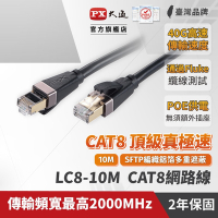 PX大通CAT8真極速傳輸乙太網路線10米(40G真極速傳輸速度) LC8-10M