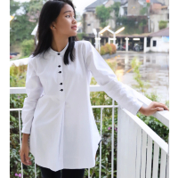 BLOUSE BLUS PUTIH POLOS ATASAN WANITA KATUN LENGAN PANJANG UNTUK SERAGAM KERJA ASN NGANTOR HIJAB MUS