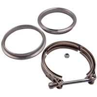 MAXPEEDINGRODS 4'' Universal Stainless Steel V-Band Turbo Downpipe Exhaust Pipe Flange Clamp