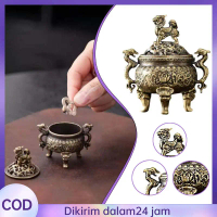 1pcs Tempat Dupa Asap Bawah Gaya Tiongkok Berbentuk Tiga Kaki Dengan Dua Pegangan Mini Copper Kylin 