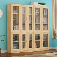 書櫃 實木書櫃玻璃書架簡約現代檔櫃自由組合兒童櫃子辦公室書櫥帶門 家 雙十二購物節