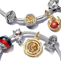 New Glowing Skull HEROCROSS Disney 925 Silver Plated Game Dragon Fire Ice Double Murano Glass Charm Fit Pandora Bracelet Jeweley