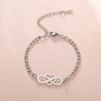 Amaxer Stainless Steel Bracelet Infinite Heart symbol pendant Bracelets for Women Girl Jewelry Lover's Gift