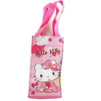 小禮堂 Hello Kitty 方形尼龍保冷水壺袋 保冷杯袋 環保杯袋 飲料杯袋 (粉 和服) 4713218-202918
